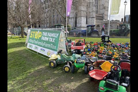 An inheritance tax protest was laid in front of the Queen Elizabeth II Conference Centre